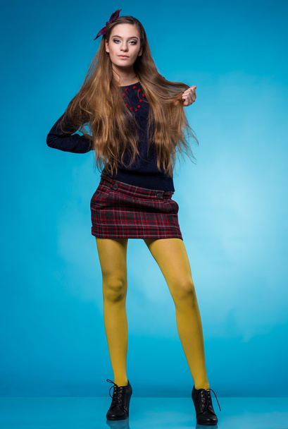 Teen girl with long straight hair - Foto, Imagem
