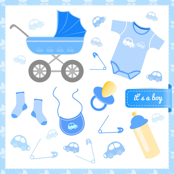 Baby boy announcement card. vector illustration - Vector, Image