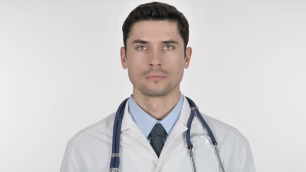 Portrait of Doctor on White Background - Filmmaterial, Video