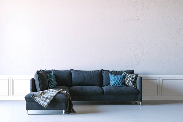 3d render of beautiful interior render with sofa and white wall - Valokuva, kuva