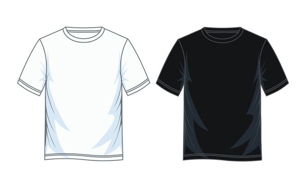 Mannen t-shirt sjablonen, Front views. Zwart wit varianten. Vectorillustratie. - Vector, afbeelding