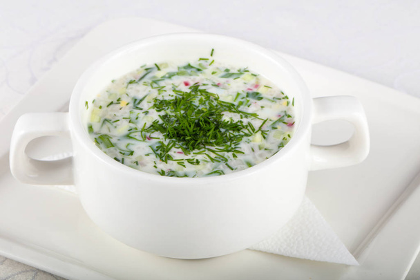 Okroshka polévka s koprem - Fotografie, Obrázek