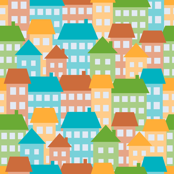Houses seamless pattern - Vector, Image