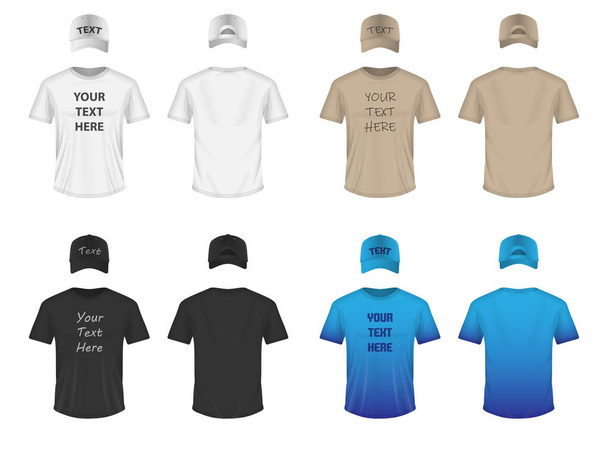 Ilustración de plantillas de camisas y gorras
 - Vector, imagen