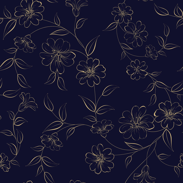 Elegant monochrome flowers fabric. - Vector, Image