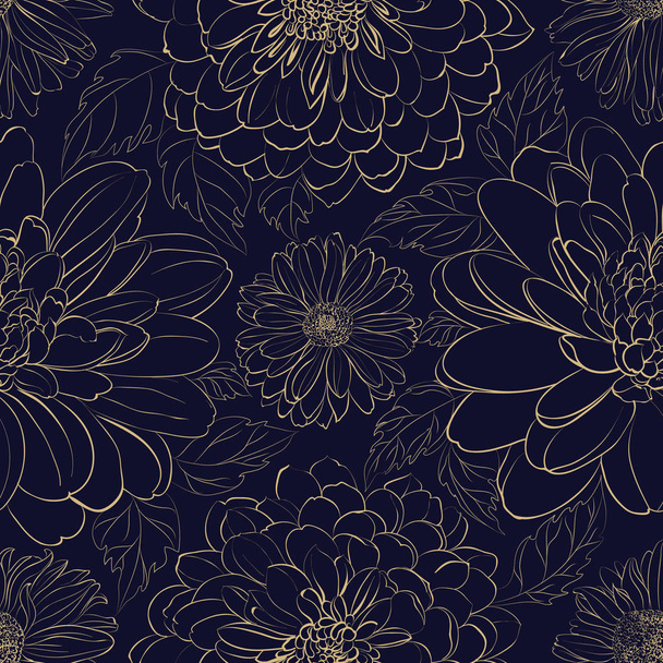 Seamless pattern from chrysanthemums - Vector, Image