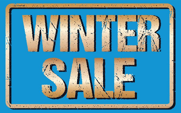 Winter Sale Typography Isolated on Blue. Rubber Stamp Imitation Effect Letters - Vector, Image