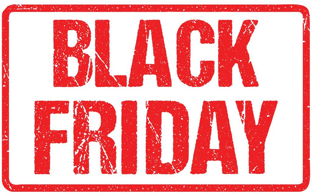 Black Friday Typography Isolated on White. Rubber Stamp Imitation - Vector, Image