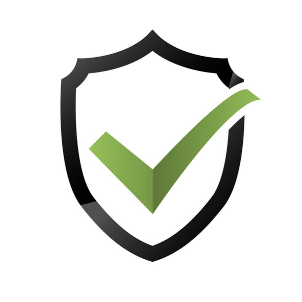 Sicherheitsüberprüfungssymbol, Schild-Logotyp, Schutzschild. Markierung genehmigtes Logo, Wachsymbol, System-Datenschutz-Set - Foto, Bild