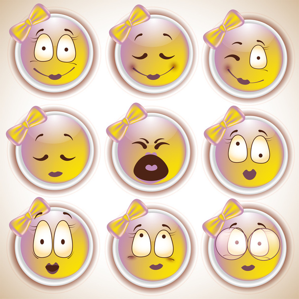 Set of characters of yellow emoticons - Vector, Image