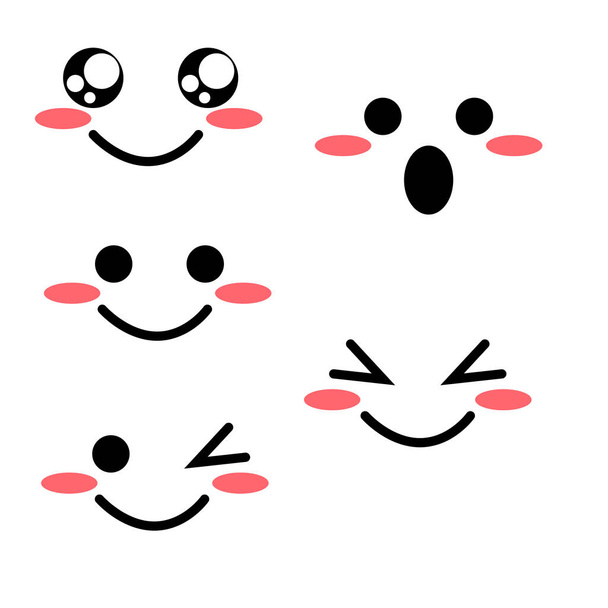 set of cute vector faces, different emotions - Vector, Image