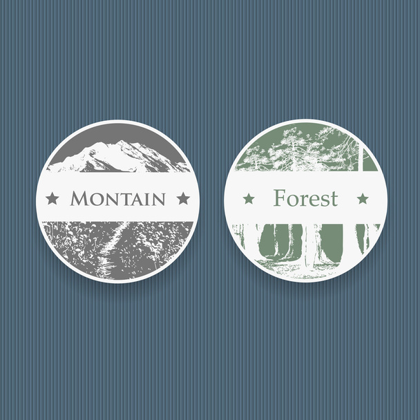 Etichette retrò in stile vintage per montagna e foresta
. - Vettoriali, immagini
