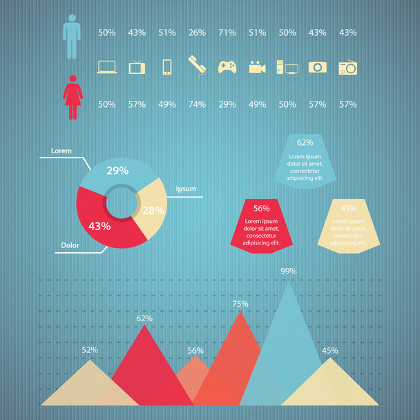 Business infographic elements, vector illustration  - Vector, Imagen