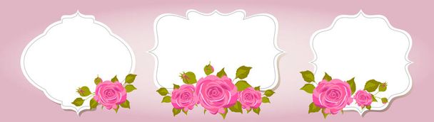 beautiful pink roses, flowers on vintage background, - Vector, Image