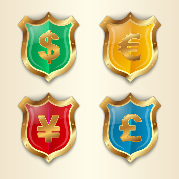 Signos de moneda: dólar, euro, yen y libra. Vector símbolo de dinero
. - Vector, Imagen