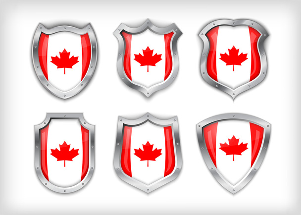Different icons with canada flag - Vector, Image