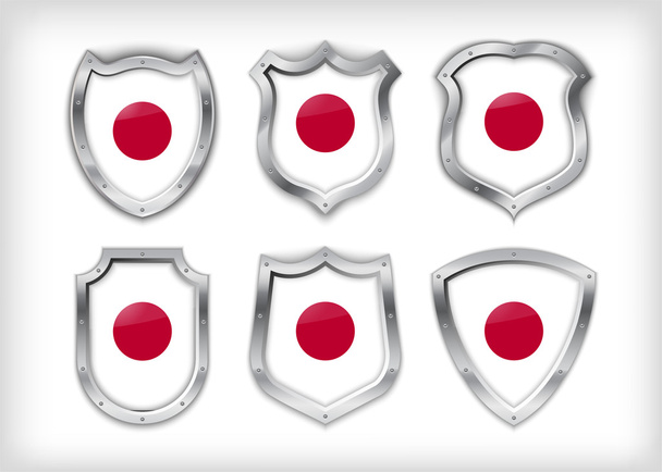 farklı simgelerle Japonya bayrağı - Vektör, Görsel