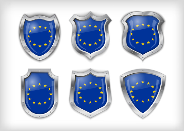 Different icons with European Union flag - Vector, Image