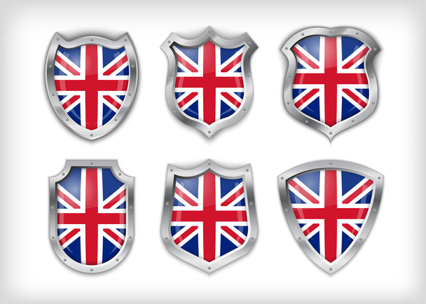 Different icons with flag of Great Britain - Vector, Image