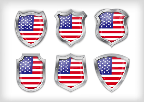 Different icons with flag of USA - Vector, Image