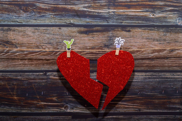 cımbız bir çifti asılı güzel kırık kalp - Fotoğraf, Görsel