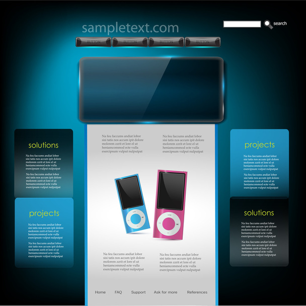mp3 プレーヤーのベクトルのウェブサイトのデザイン テンプレート - ベクター画像