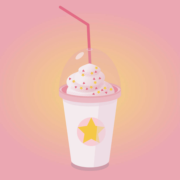 Caffè in tazza alta con panna montata. Frappuccino. Su uno sfondo rosa
 - Foto, immagini