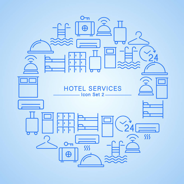 Υπηρεσίες ξενοδοχείου ελάχιστη Ορισμόςεικονιδίου: εικονογράφηση διάνυσμα - Διάνυσμα, εικόνα