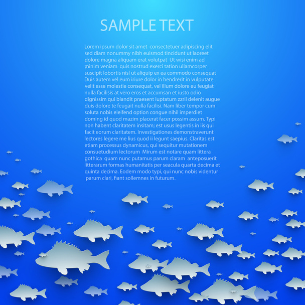 魚と青い抽象的なベクトルの背景 - ベクター画像