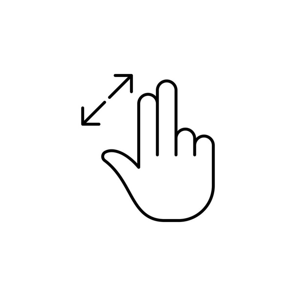 Fingers, gesture, hand, out, resize, two outline icon. Element of simple icon for websites. Signs and symbols collection icon for design and development on white background on white background - Vector, Image