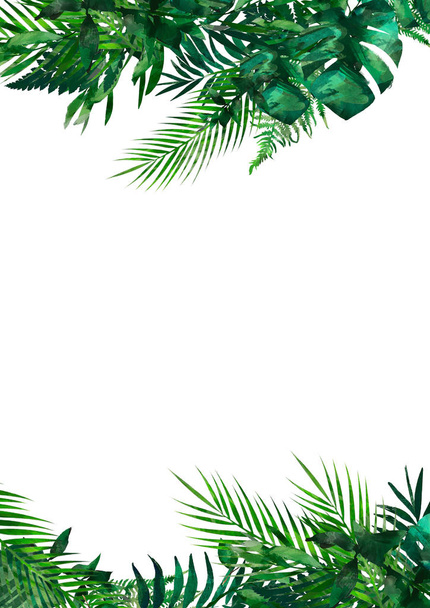 Watercolor modern decorative element. Eucalyptus round Green leaf Wreath, greenery branches, garland, border, frame, elegant watercolor isolated, - Fotoğraf, Görsel