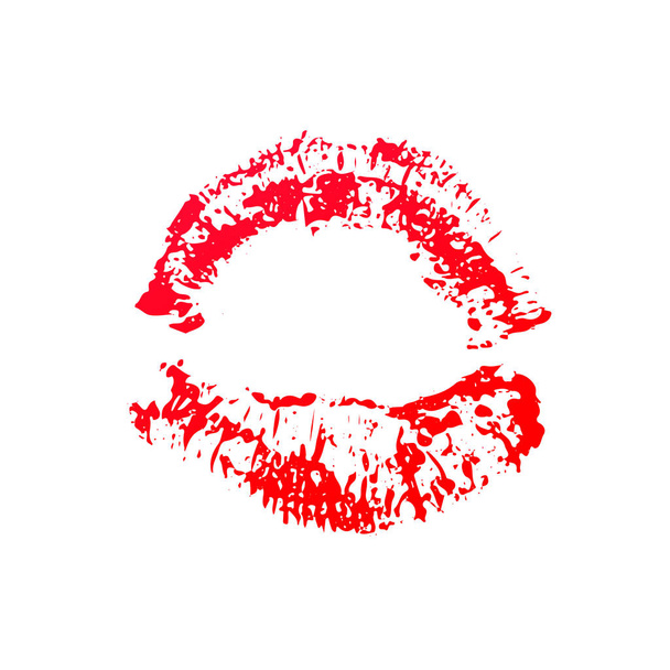 Red lipstick kiss on white background. Imprint of the lips. Valentines day theme print. Kiss mark vector illustration. Easy to edit template for greeting card, poster, banner, flyer, label, etc. - Διάνυσμα, εικόνα