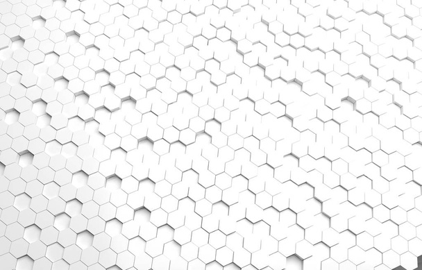 Textura de fondo hexágono blanco 3D. Ilustración de representación 3d. Banner abstracto futurista
. - Foto, imagen
