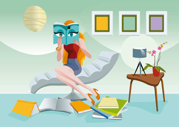 Woman Reading A Magazine - Vector, Image