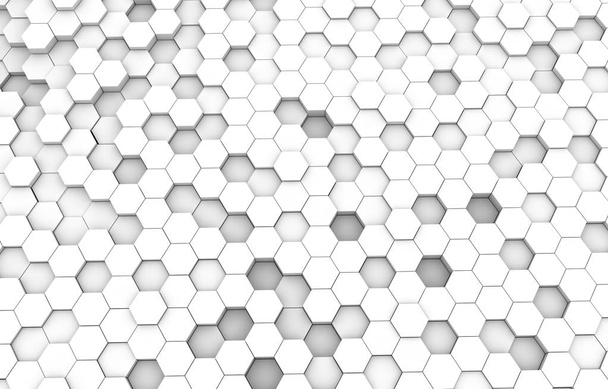 Textura de fondo hexágono blanco 3D. Ilustración de representación 3d. Banner abstracto futurista
. - Foto, imagen