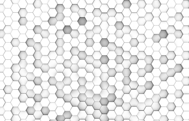 白い六角形 3 d の背景のテクスチャです。3 d レンダリング図。未来的な抽象的なバナー. - 写真・画像