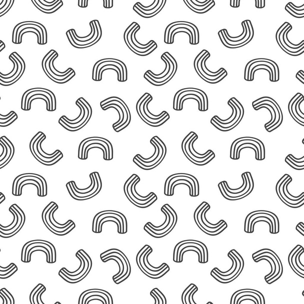 Χέρι συρμένο μαύρη κενή γραμμή curvy αγκώνα μακαρόνια μοτίβο σε λευκό φόντο στοιχείο σχεδίασης - Διάνυσμα, εικόνα