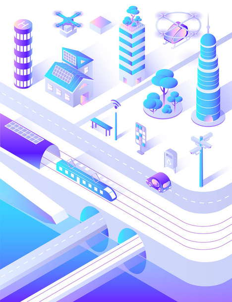 Smart City транспортної інфраструктури і вулиці - Вектор, зображення