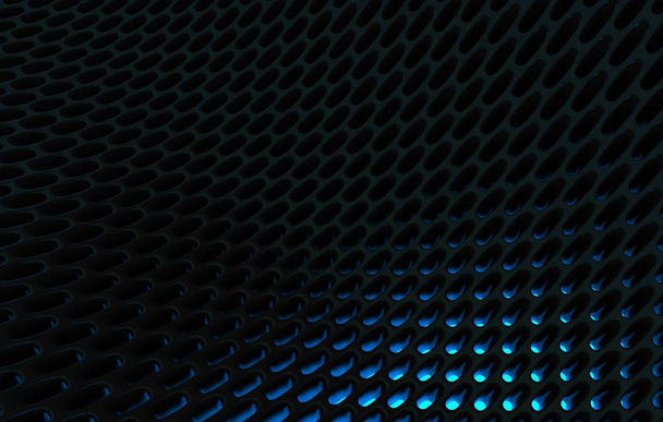 Grild μεταλλικό πλέγμα. Αφηρημένη 3d rendering φόντο σε υψηλή ανάλυση. 3D καθιστούν μαύρο άνθρακα πλέγμα με πορτοκαλί φως. - Φωτογραφία, εικόνα