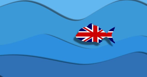 situación política entre grandes siluetas británicas y europeas peces texturizados por banderas nacionales, animación
 - Imágenes, Vídeo
