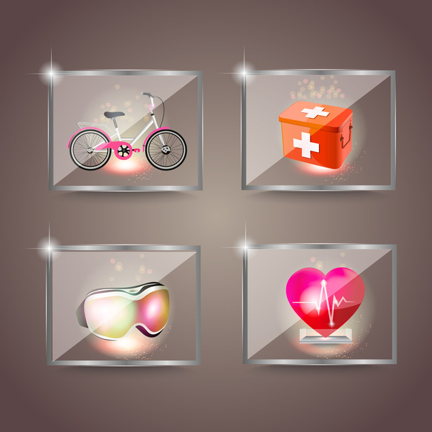 Set of icons fitness sports. A vector illustration - Vector, Image