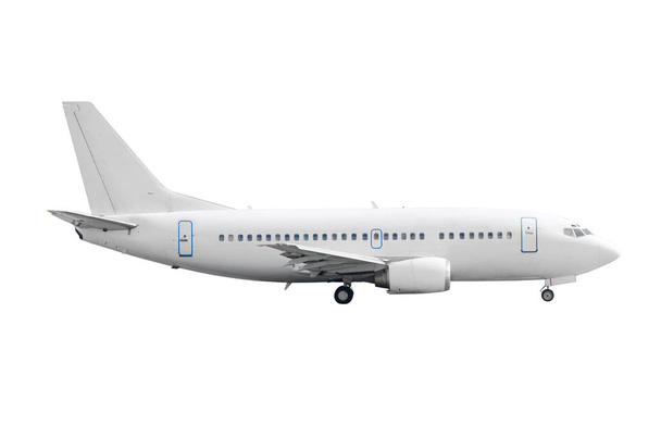 Αεροσκάφη με προσγείωσης που απομονώνεται από το λευκό φόντο. Πλάγια όψη - Φωτογραφία, εικόνα