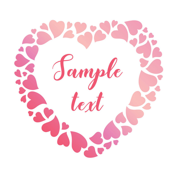 Delicate frame of pink gradient hearts. Vector valentines day background. - ベクター画像