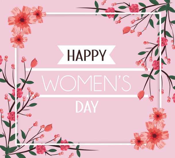 イベントのベクトル図の花装飾と womenday 日のカード - ベクター画像