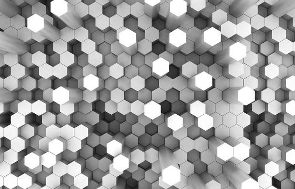 Duo tone hexagon 3D background texture. 3d rendering illustration. Futuristic abstract background. - Photo, Image