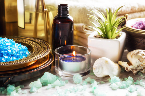 Items for spa massage in the composition on the table - Photo, Image