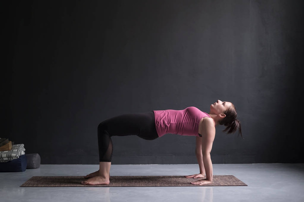 woman practicing yoga concept, doing Purvottanasana exercise, Upward Plank pose - Photo, Image