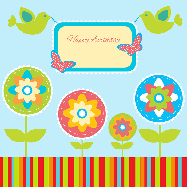 Birthday card with birds - Vector, Image