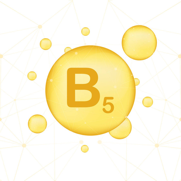 Vitamine B 5 or icône brillante. Acide ascorbique. Illustration vectorielle
 - Vecteur, image