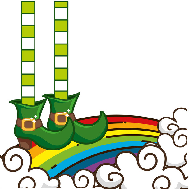 st patricks day rainbow mit stiefeln und socken cartoon vektor illustration grafik design - Vektor, Bild